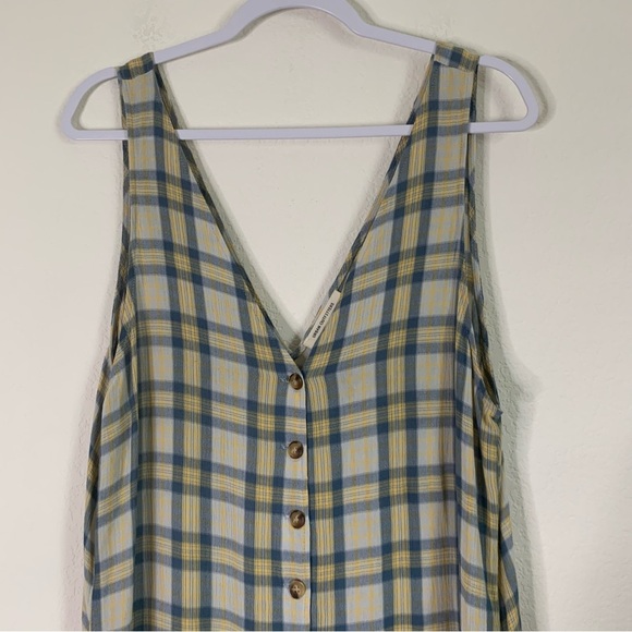 Urban outfitters women’s plaid button v neck jumpsuit pockets M - Picture 5 of 10